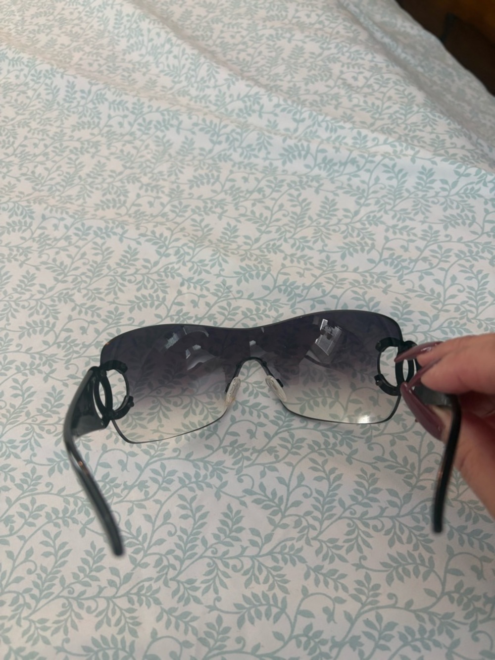 Authentic Chanel Sunglasses Rimless Gradient Shield Sunglasses - Black Frame